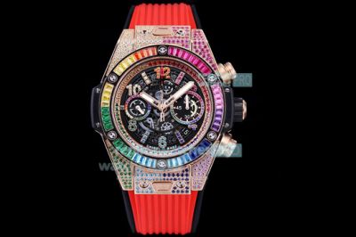 Swiss HUB1242 Hublot Replica Big Bang Watch Diamond Watch - Rose Gold Case Skeleton Face